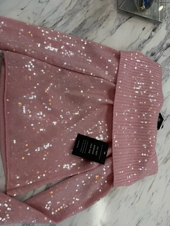 Retrofete Pink Sequin Off-the-Shoulder Sweater - Picture 6 of 8